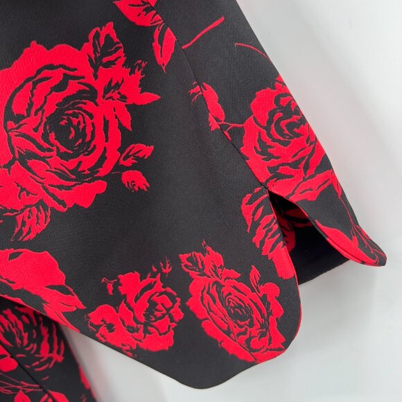 Jessica London Plus Women’s Black/Red Floral Open Front Longline Jacket  28W - Picture 5 of 12